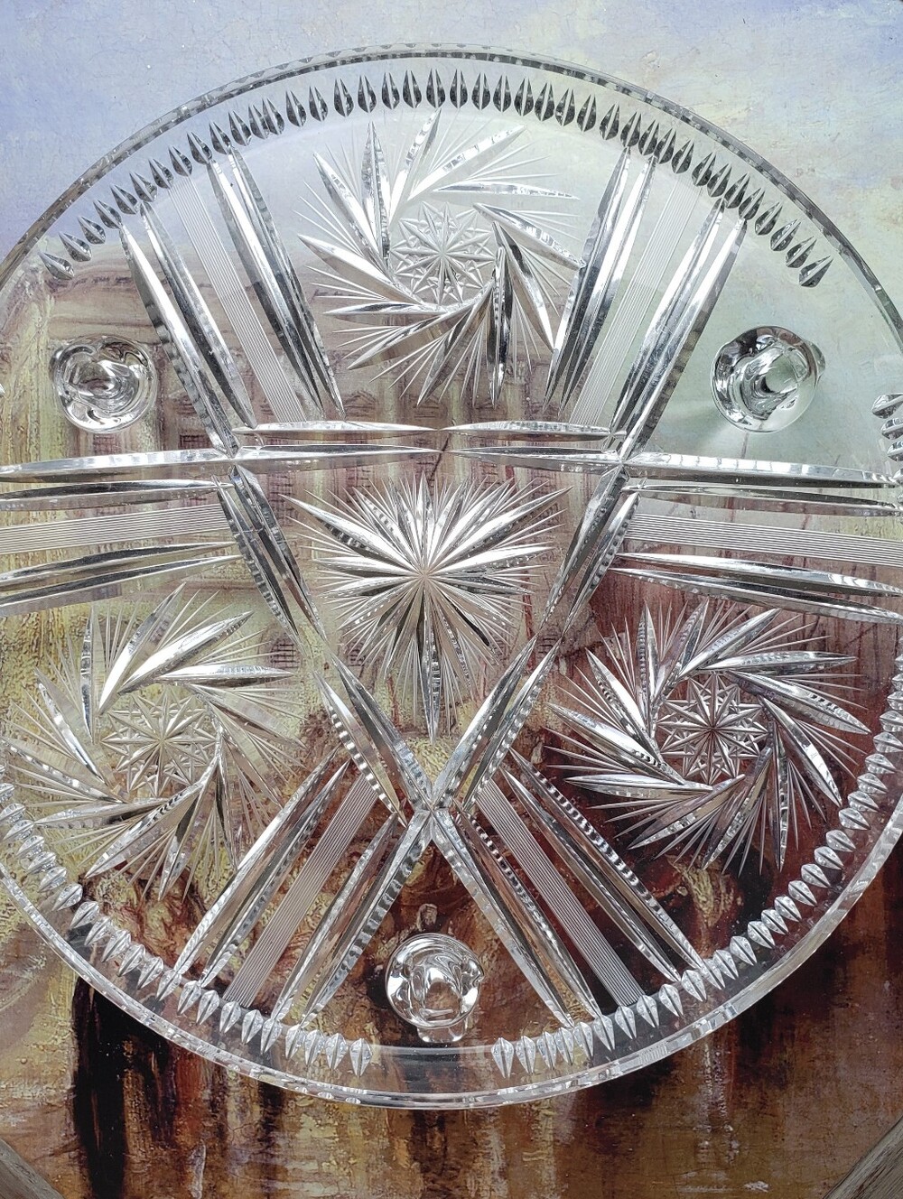 Pinwheel Crystal Footed Serving Plate.